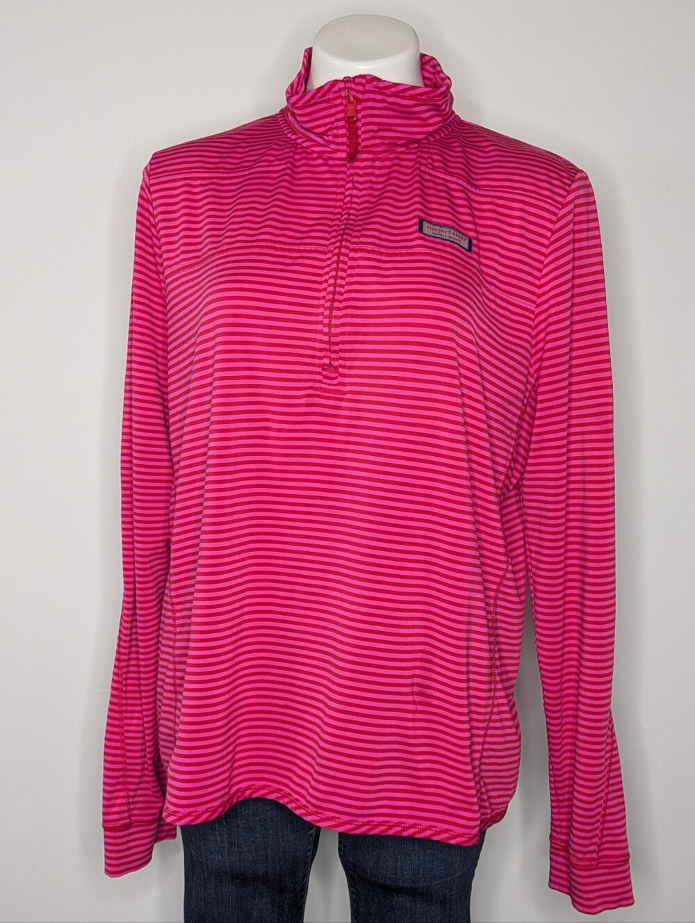 Vineyard Vines Pink The Shep Shirt Long Sleeve 1/3 Zip Pullover Polo Top XL